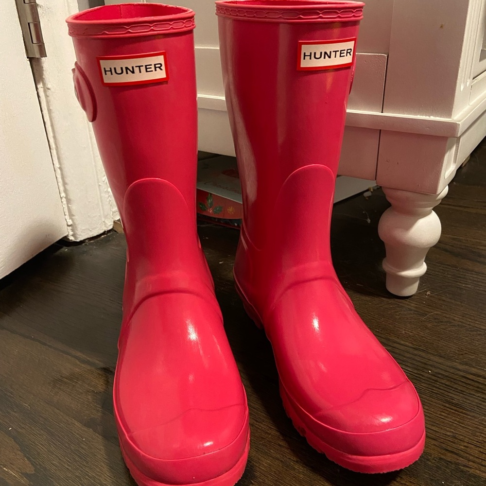 Just like brand new Hunter hot pink rain boots. Only worn about twice!